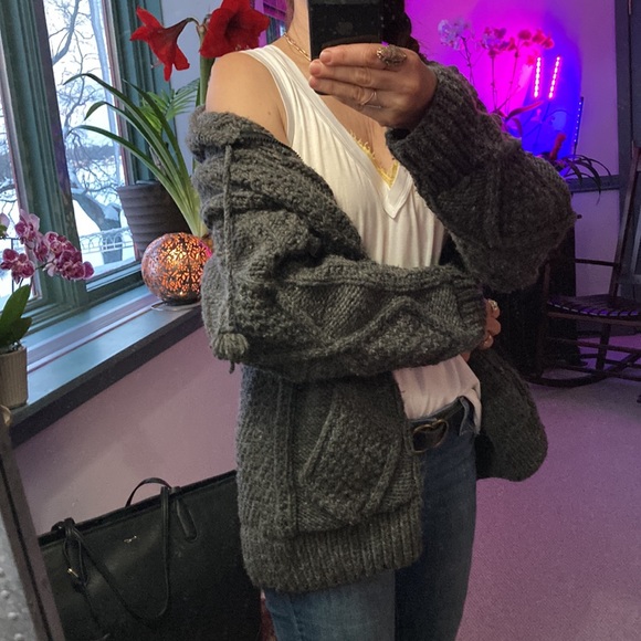 100% wool zip up  Hoodie cable knit - Picture 9 of 11